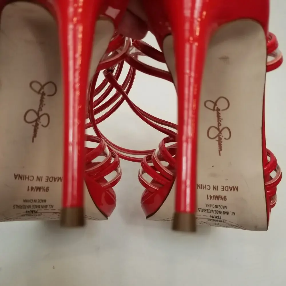 Jessica Simpson Kendele2 Women's Red Stilleto Heel Dress Sandals Size 9.5